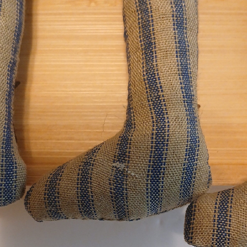 4 Rustic Striped Primitive Stocking Ornaments - Picture 5 of 11